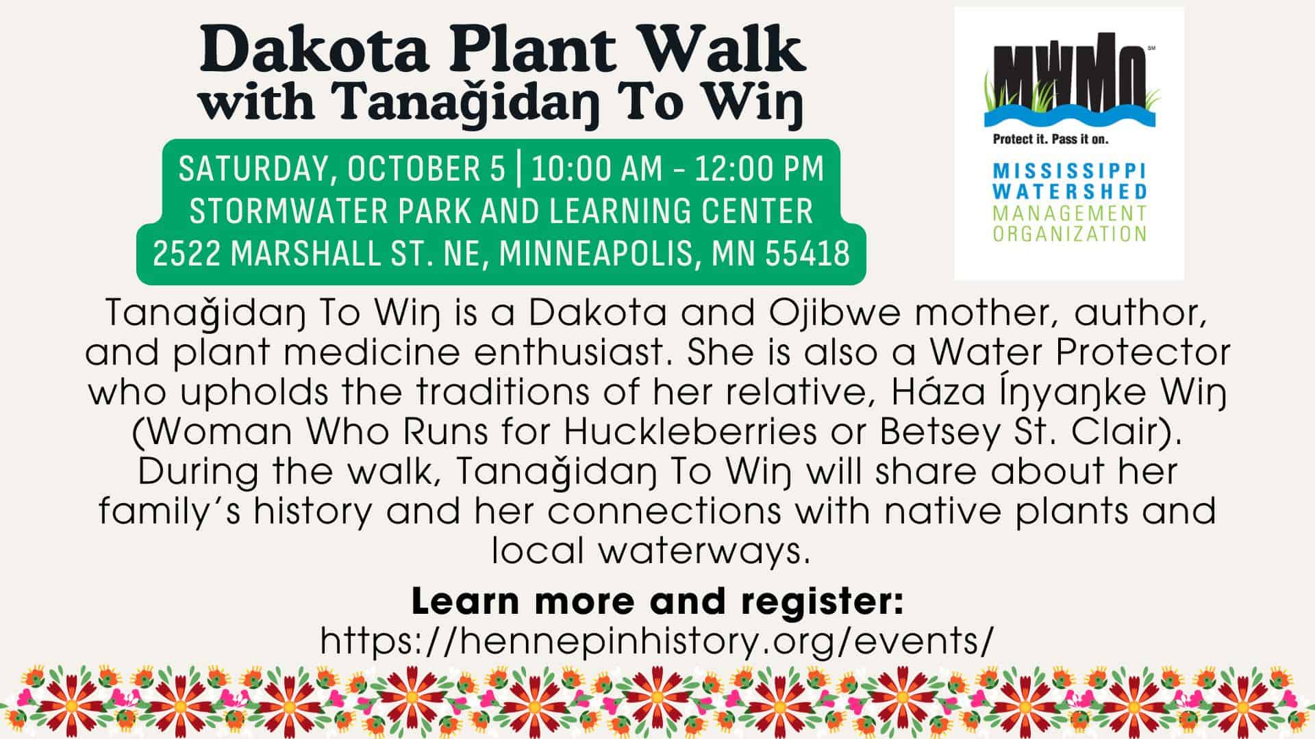 Dakota Plant Walk with Tanaǧidaŋ To Wiŋ – October