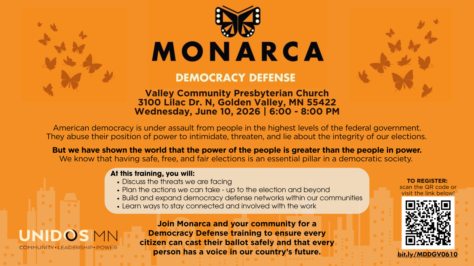 Monarca Democracy Defense Training JUNE 10, 2026 | 6:00-8:00 PM